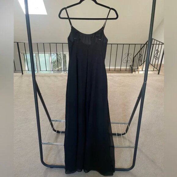 Azazie Black Spaghetti-Strap Slit Wedding Dress - Picture 4 of 5